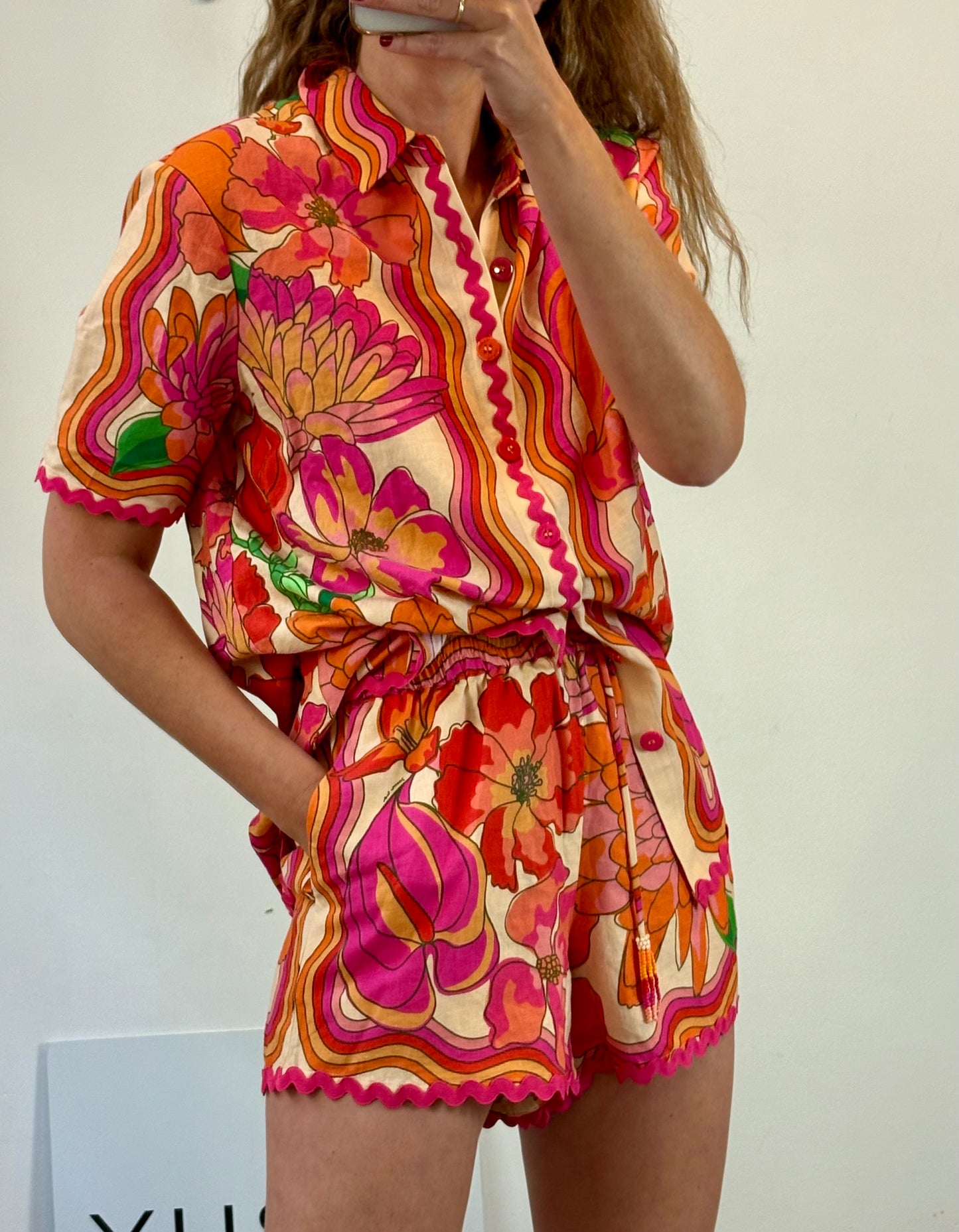 FARM RIO. Conjunto estampado fucsia