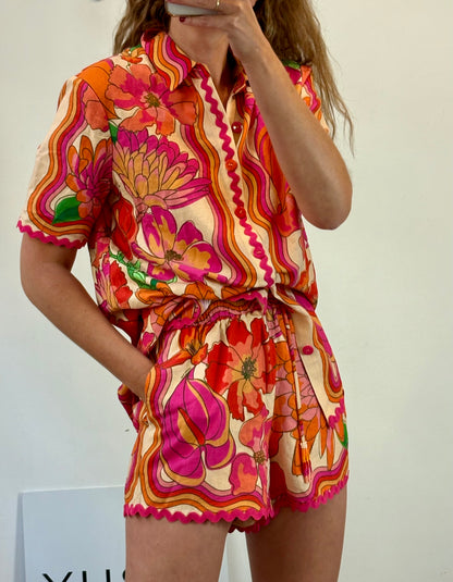 FARM RIO. Conjunto estampado fucsia