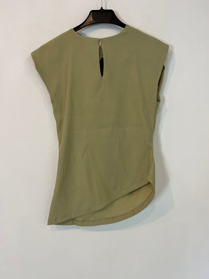 ZARA. Top verde oliva detalle fruncido T.s