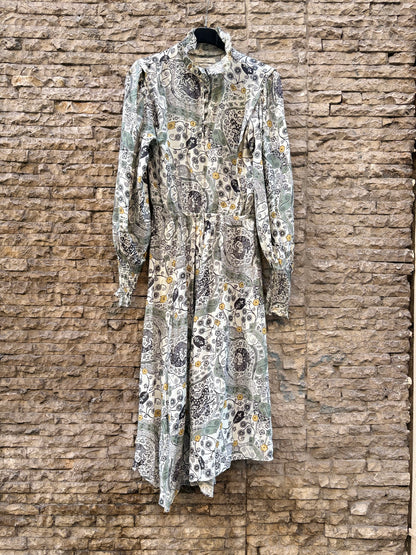 ISABEL MARANT ÉTOILE. Vestido midi detalle cuello y puños. T XS