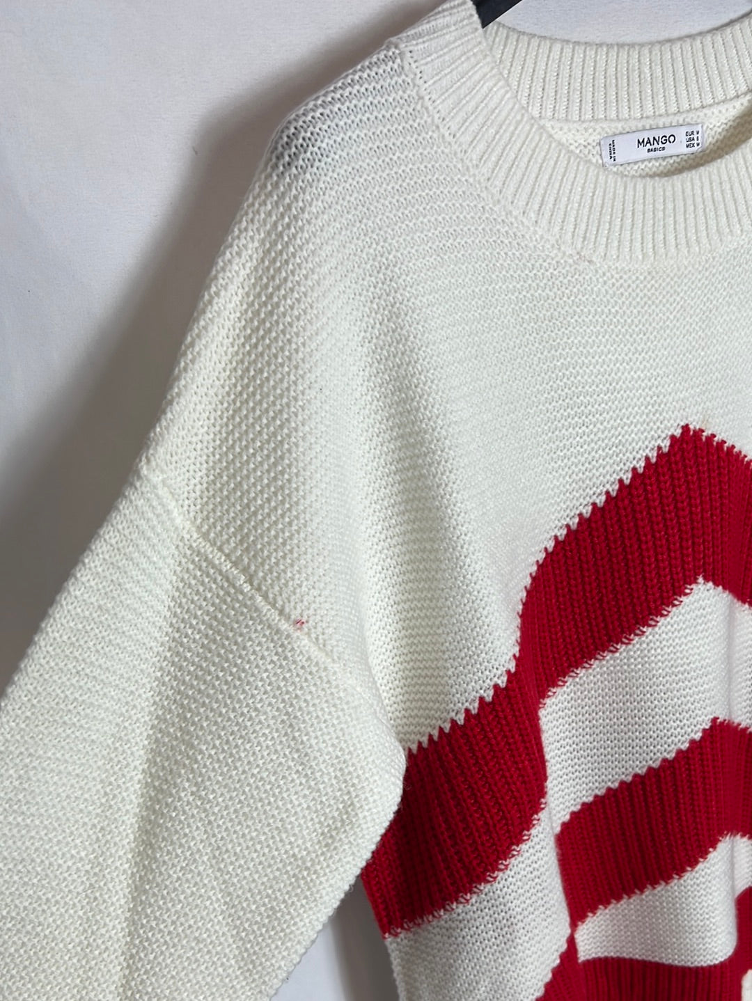 MANGO Beige and red sweater. TM