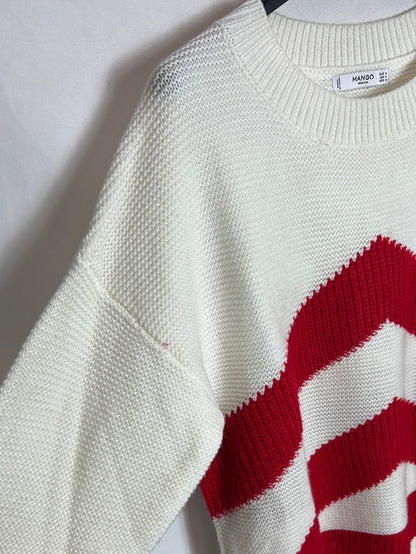 MANGO Beige and red sweater. TM
