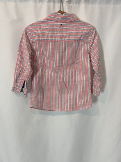 TOMMY HILFIGUER. Camisa rayas logo. T 9-12 meses
