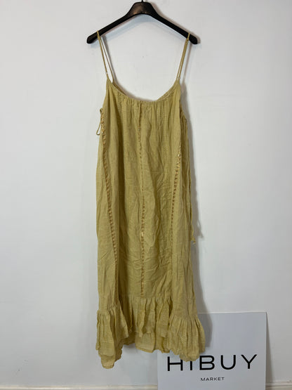 ZARA. Vestido midi detalle hilos dorados. T M