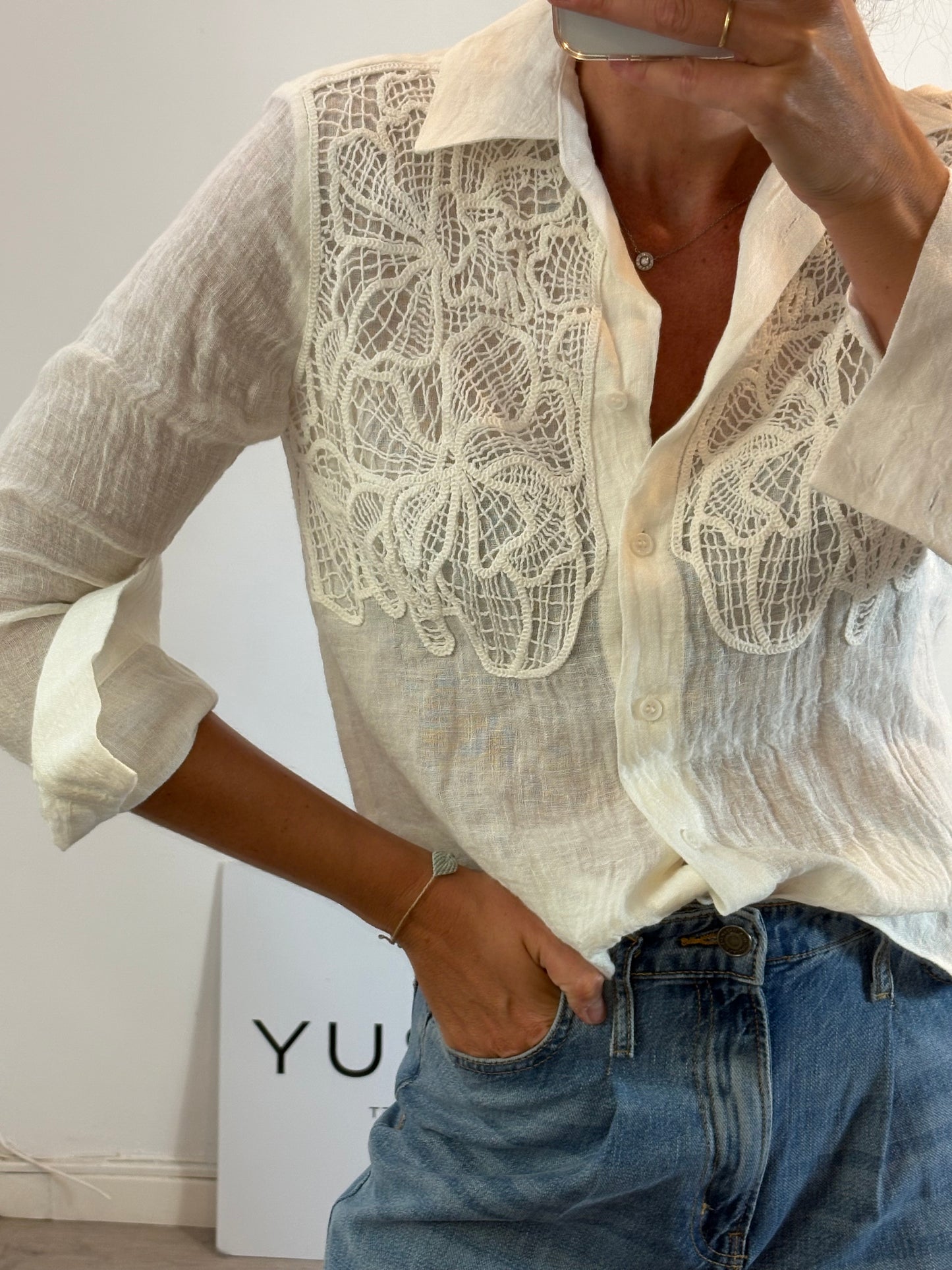 ZARA. Crochet cotton blouse. Size XS