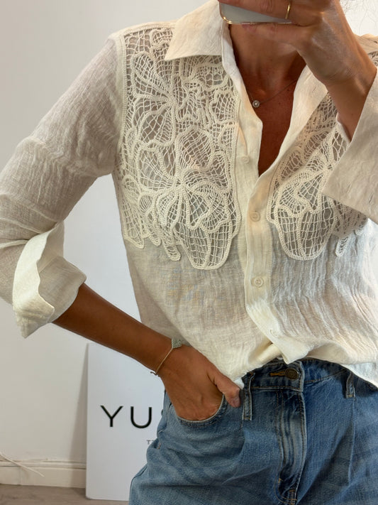 ZARA. Crochet cotton blouse. Size XS