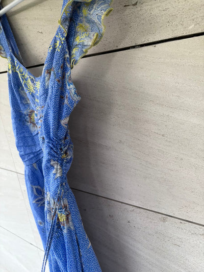 SOPHIE+LUCIE. Vestido largo azul estampado