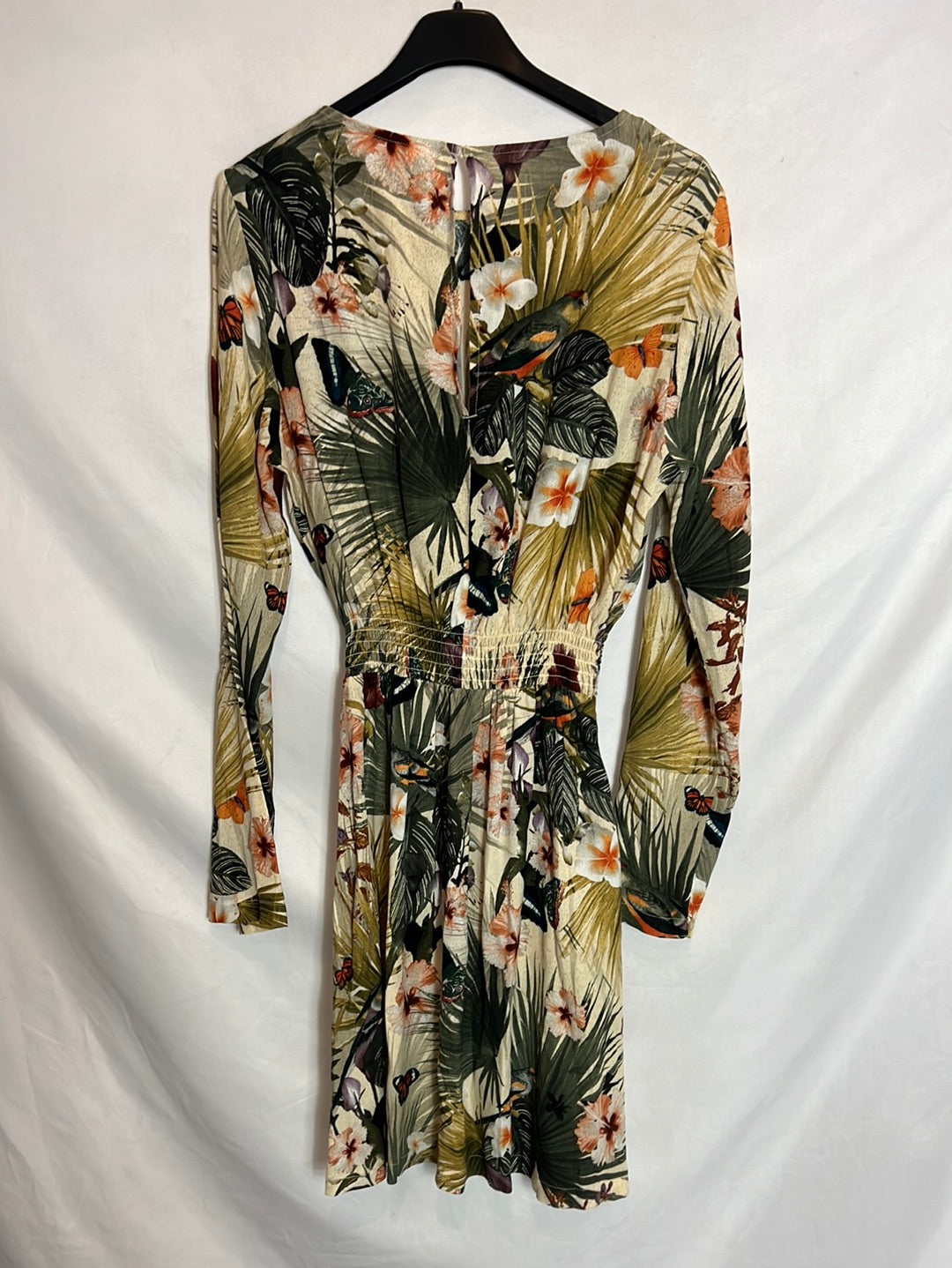H&M. Vestido corto estampado hojas. T XS