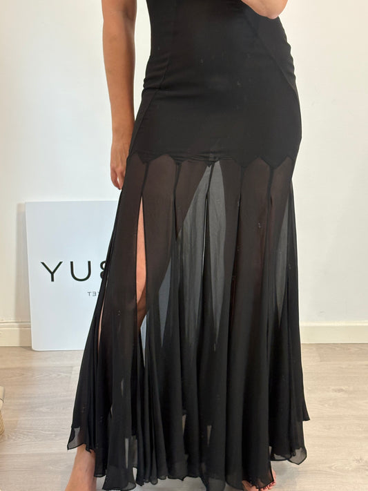 ZARA Vestido largo palabra de honor aberturas. T S