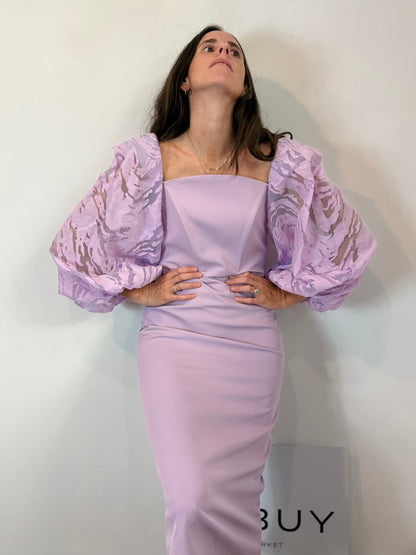 VICTORIA Collection. Vestido midi malva detalle mangas