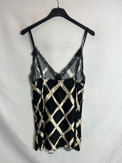 OTHER. Black geometric print lingerie top. TM