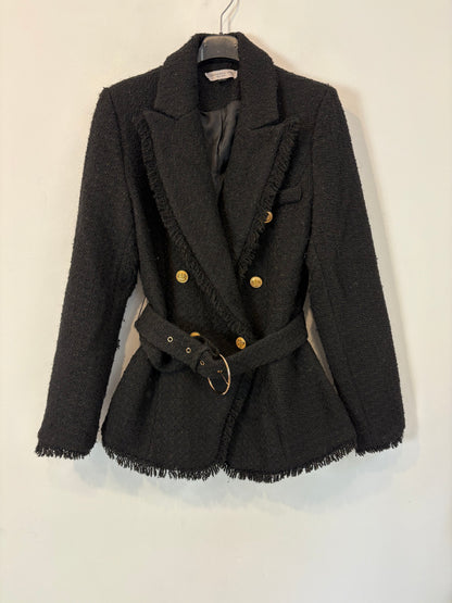 ALEXANDRA NEEL. Chaqueta tweed negra cinturón