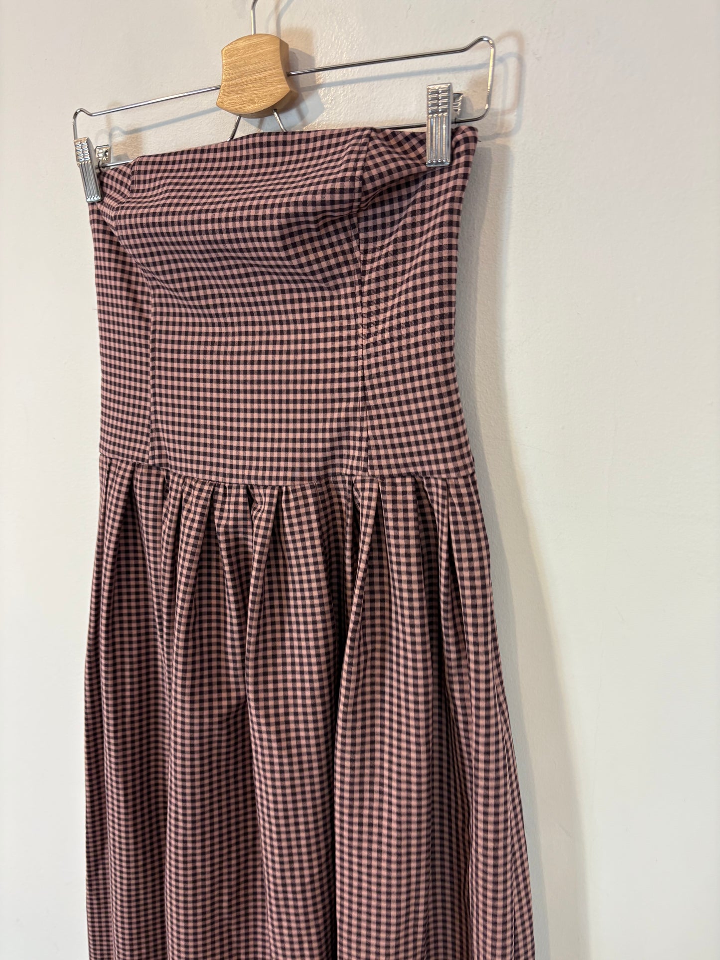 ZARA. Vestido largo cuadros palabra de honor