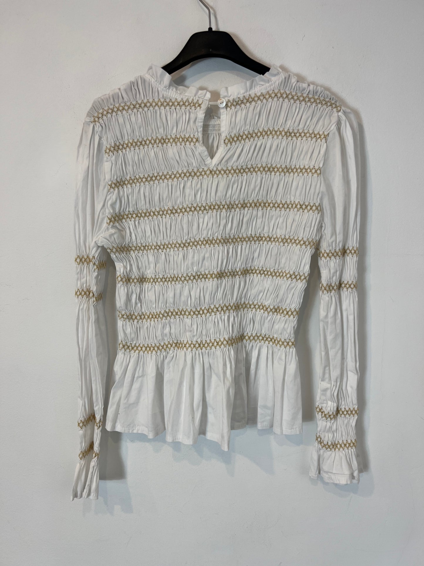 OTRAS. Blusa blanca nido abeja T.s