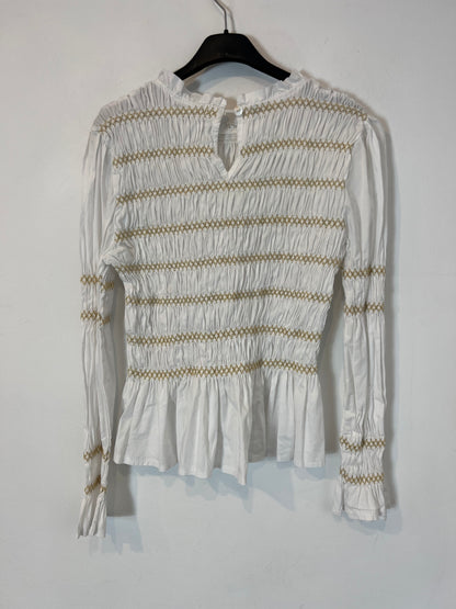 OTRAS. Blusa blanca nido abeja T.s