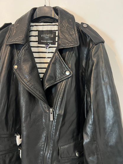 VIOLETA BY MANGO. Chaqueta negra piel  T.xxl