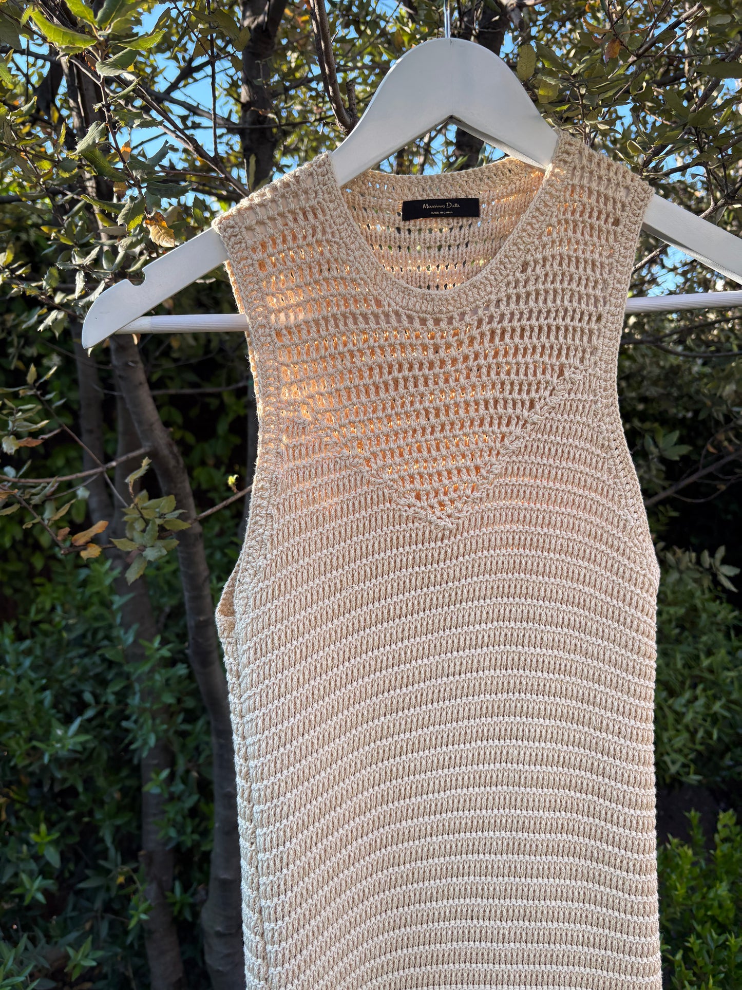 MASSIMO DUTTI. Vestido largo croché