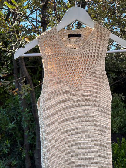 MASSIMO DUTTI. Vestido largo croché
