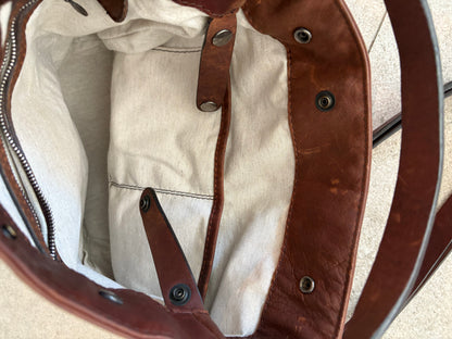 MALABABA. Bolso marrón piel doble asa