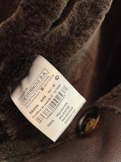 DEVERNOIS. Abrigo marrón doble textura. T 40(M)