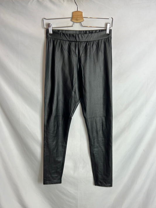 CALZEDONIA. Leggins  negros elásticos textura. T M