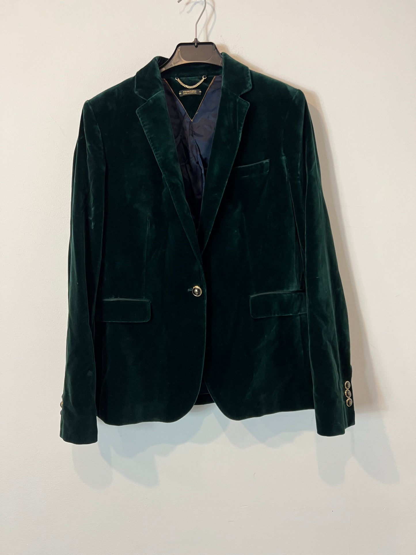 MASSIMO DUTTI. Green velvet blazer. Size 40