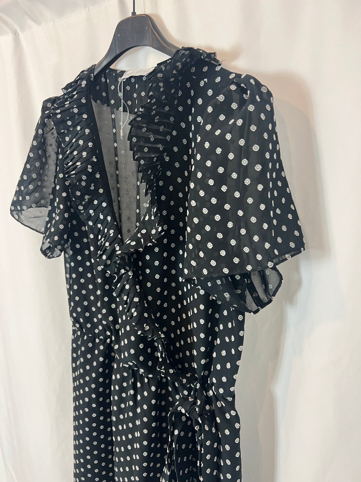 POLIN ET MOI. Black texture printed dress. T.L.