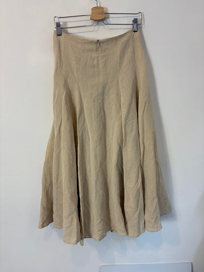 MASSIMO DUTTI. Falda midi beige tablas mezcla