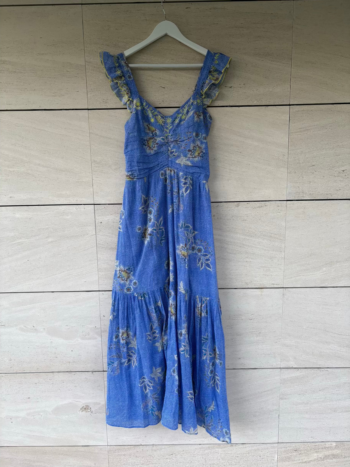 SOPHIE+LUCIE. Vestido largo azul estampado