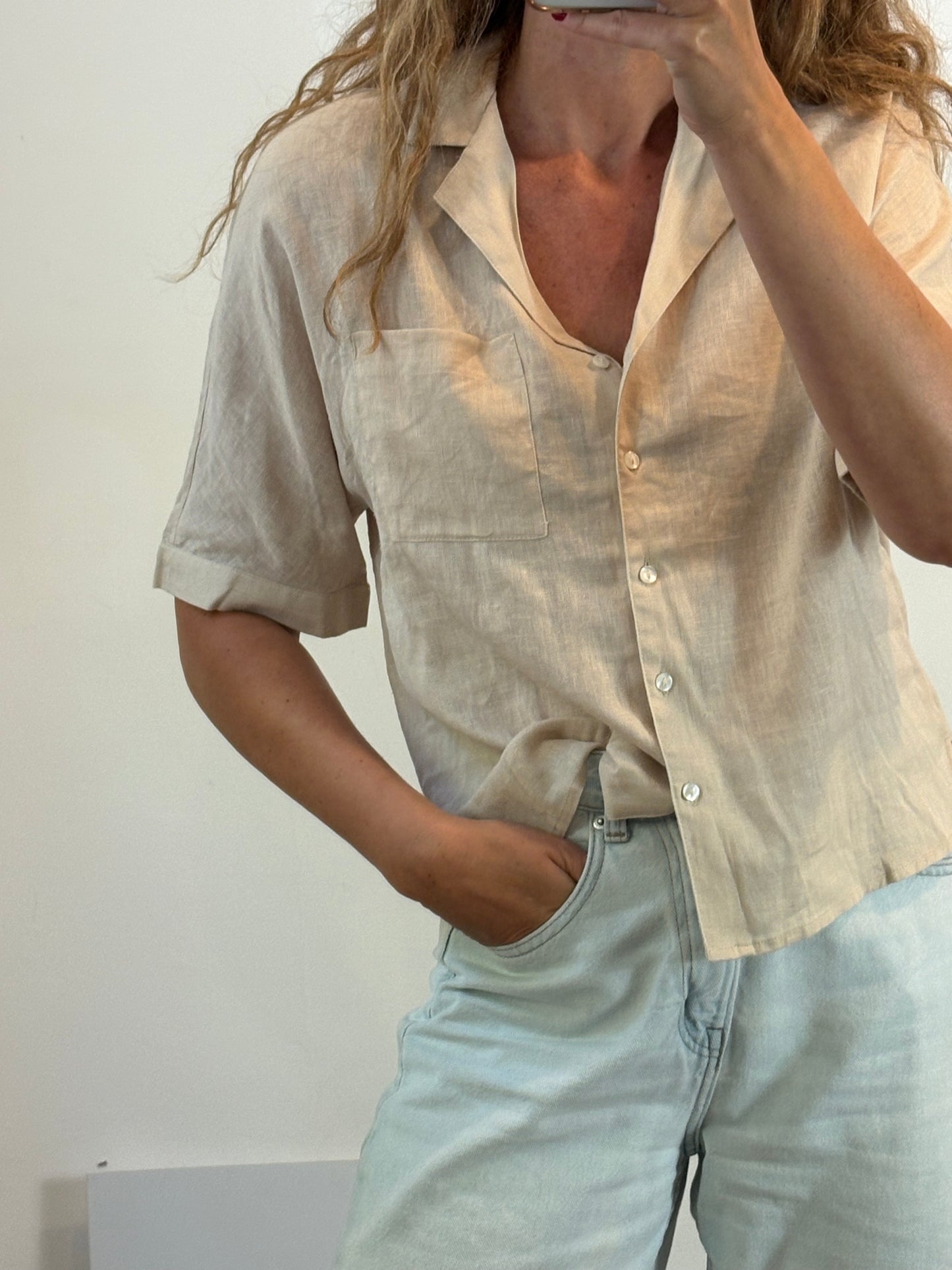 Blusa lino beige