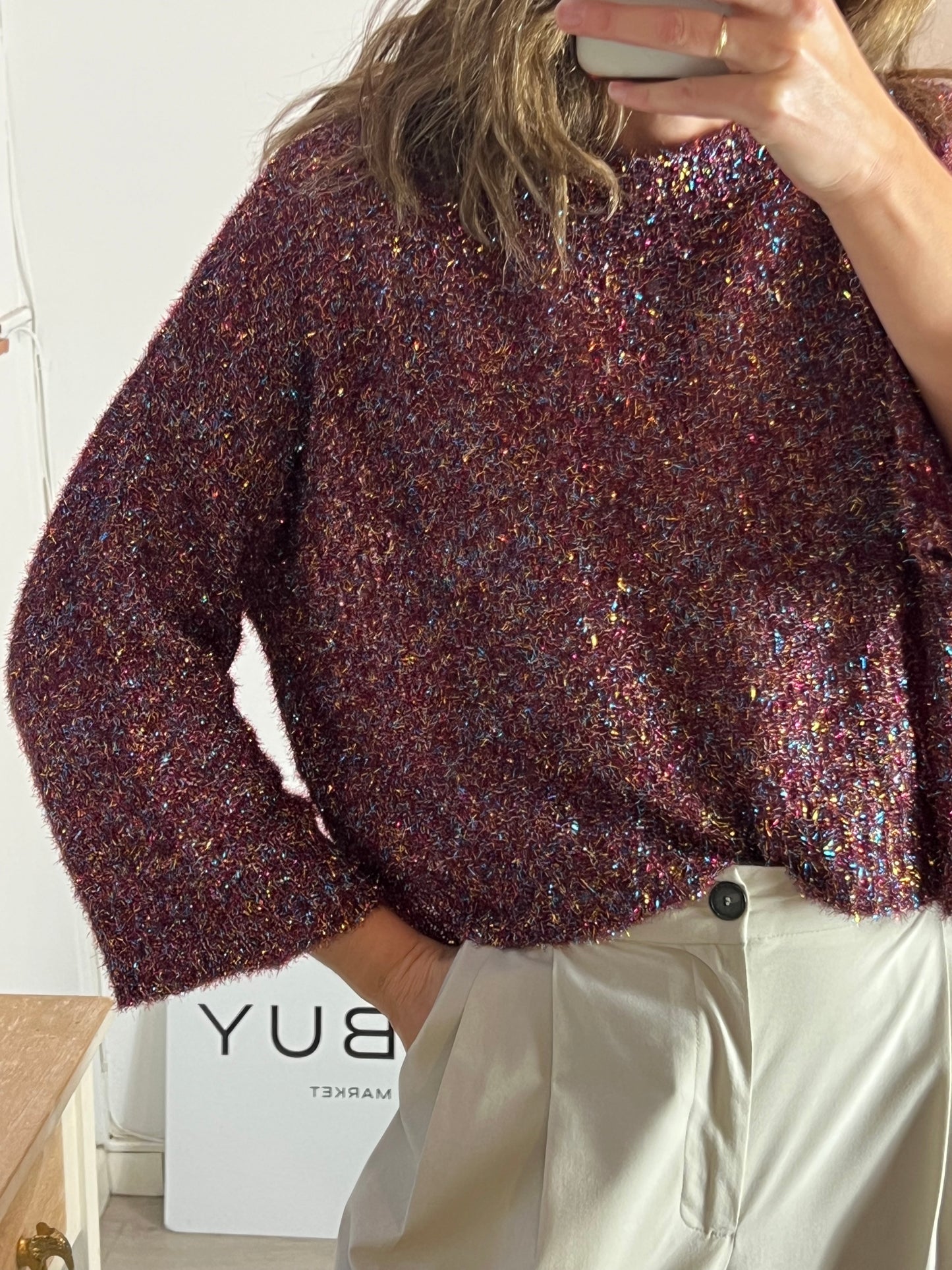 OTHER. Textured glitter colored sweater. TS