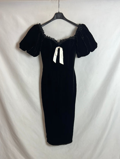 ROSES&amp;LACE. Romantic black silk dress. TS