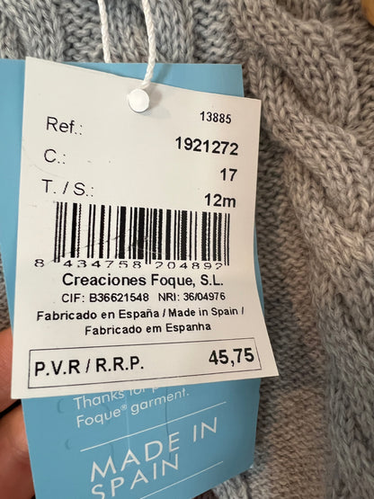 FOQUE. Jersey gris ochos. T 12 meses