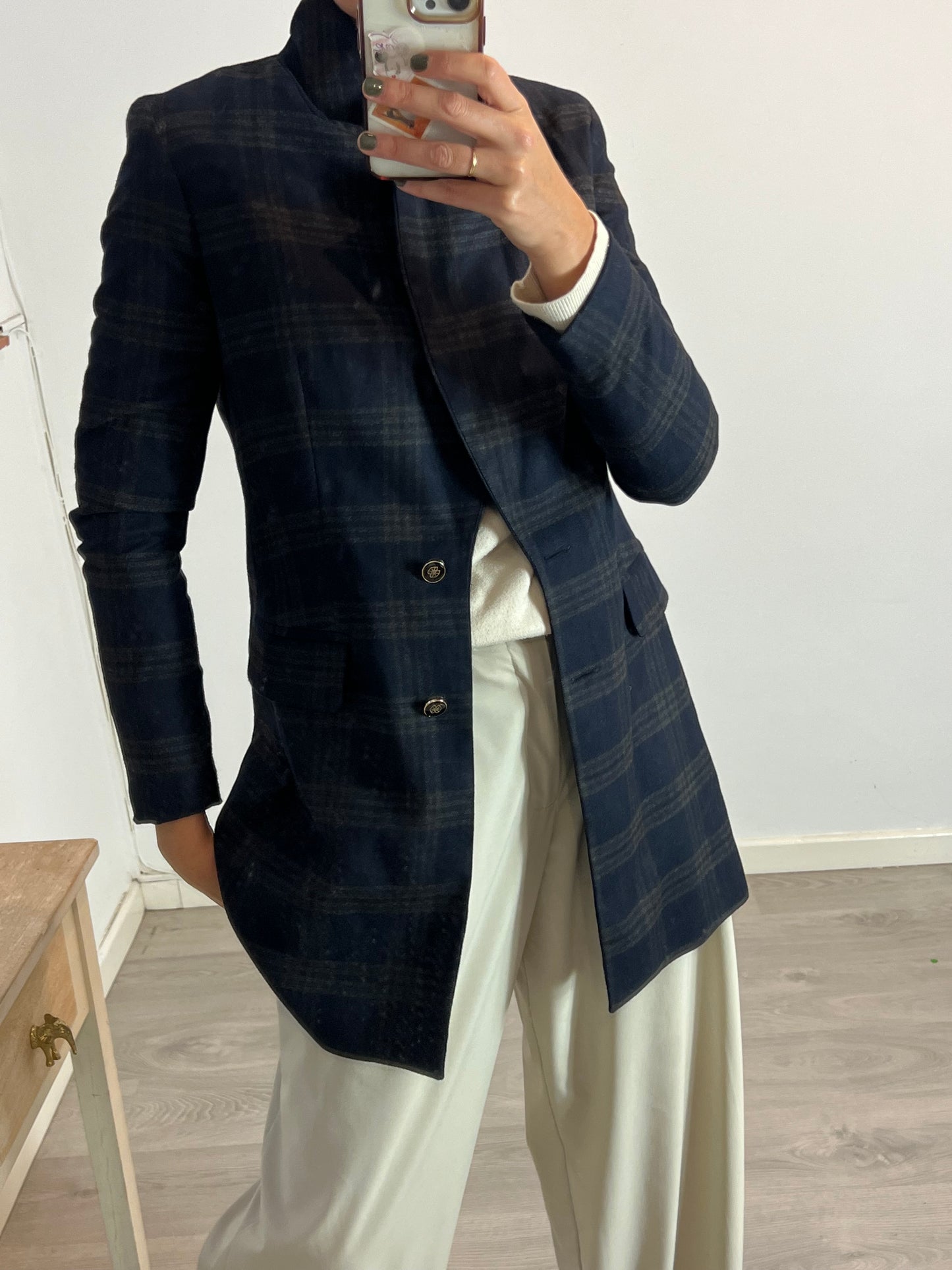 CUPLÉ. Blazer larga cuadros . T M