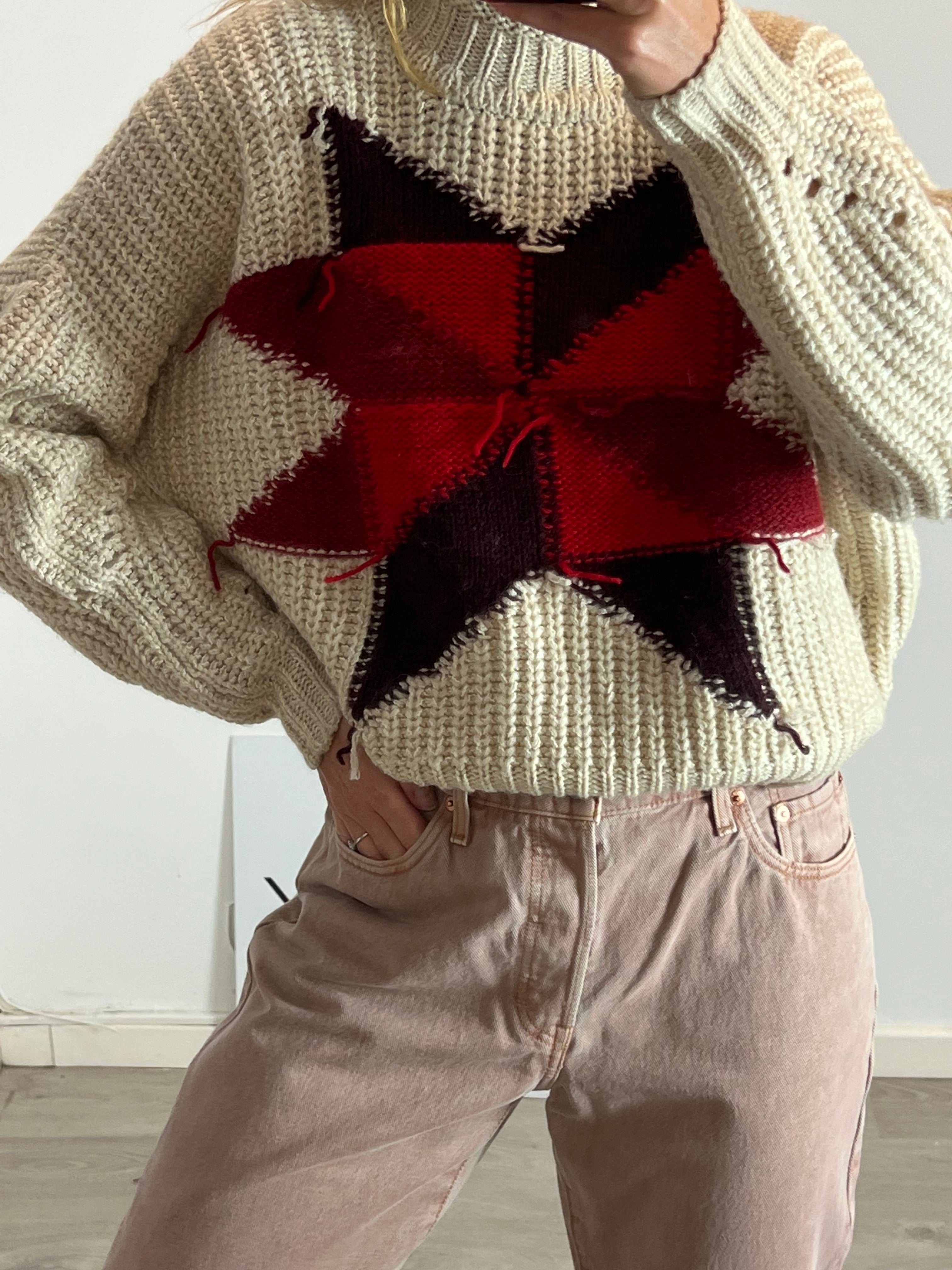 ISABEL MARANT. Beige wool star sweater. Size 38 – Hibuy market