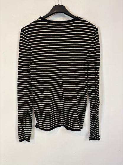 ZARA, Jersey negro rayas elástico. T L