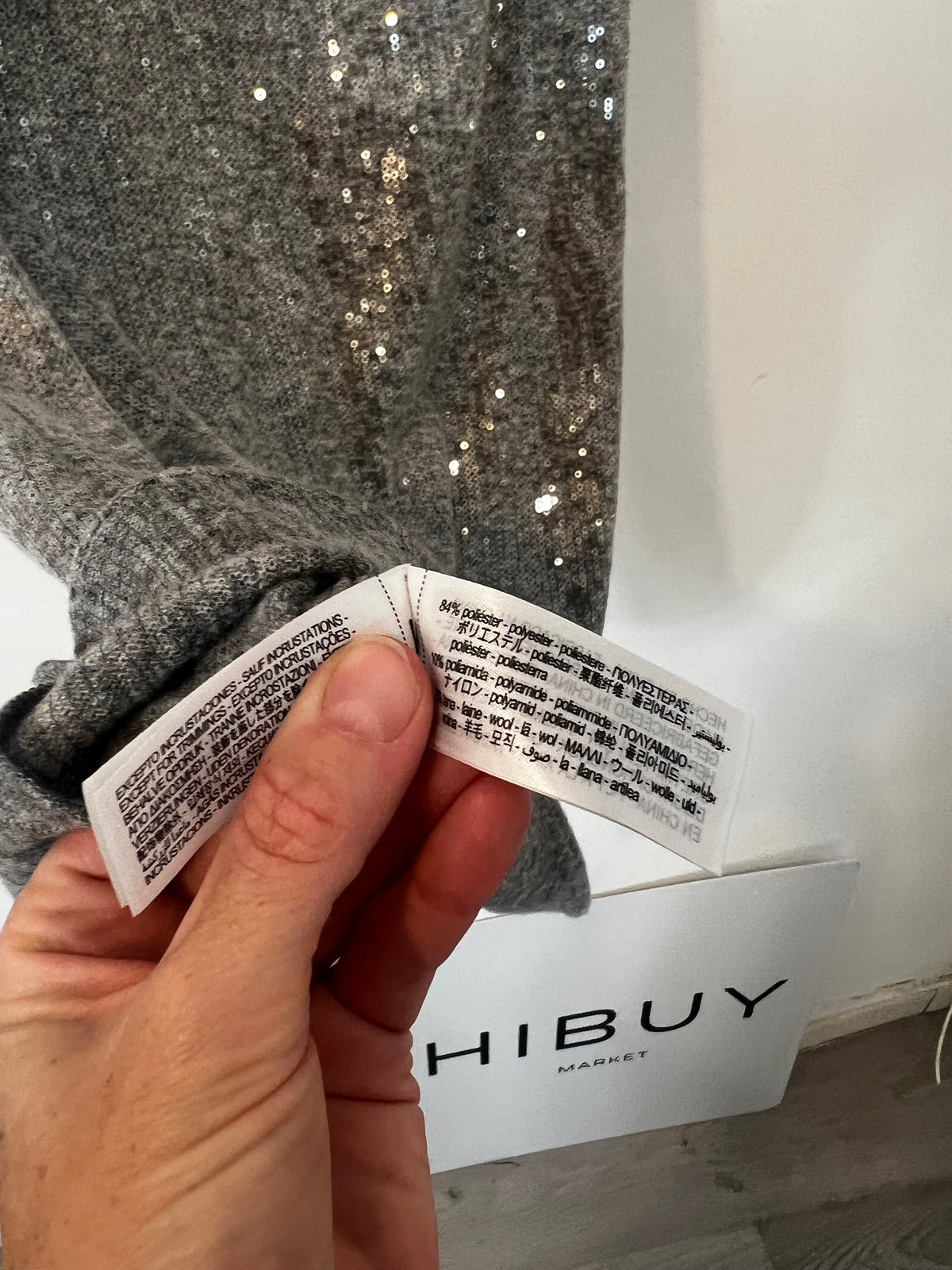 ZARA. conjunto gris lentejuelas con lana