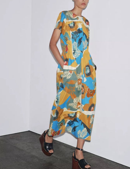 ZARA. Vestido midi estampado