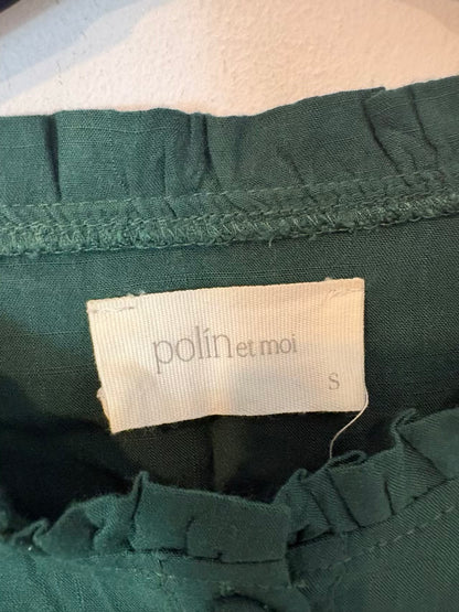 POLÍN ET MOI. Blusa verde fluida detalles