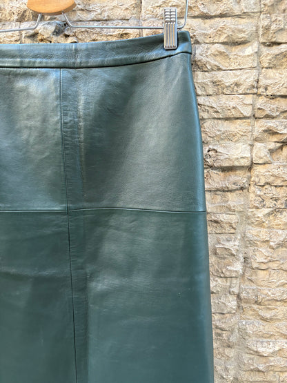 MASSIMO DUTTI. Falda midi azul  piel. T M