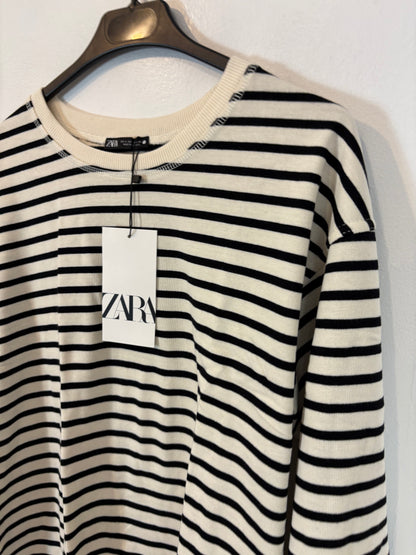 ZARA. Sudadera beige fina rayas . T S