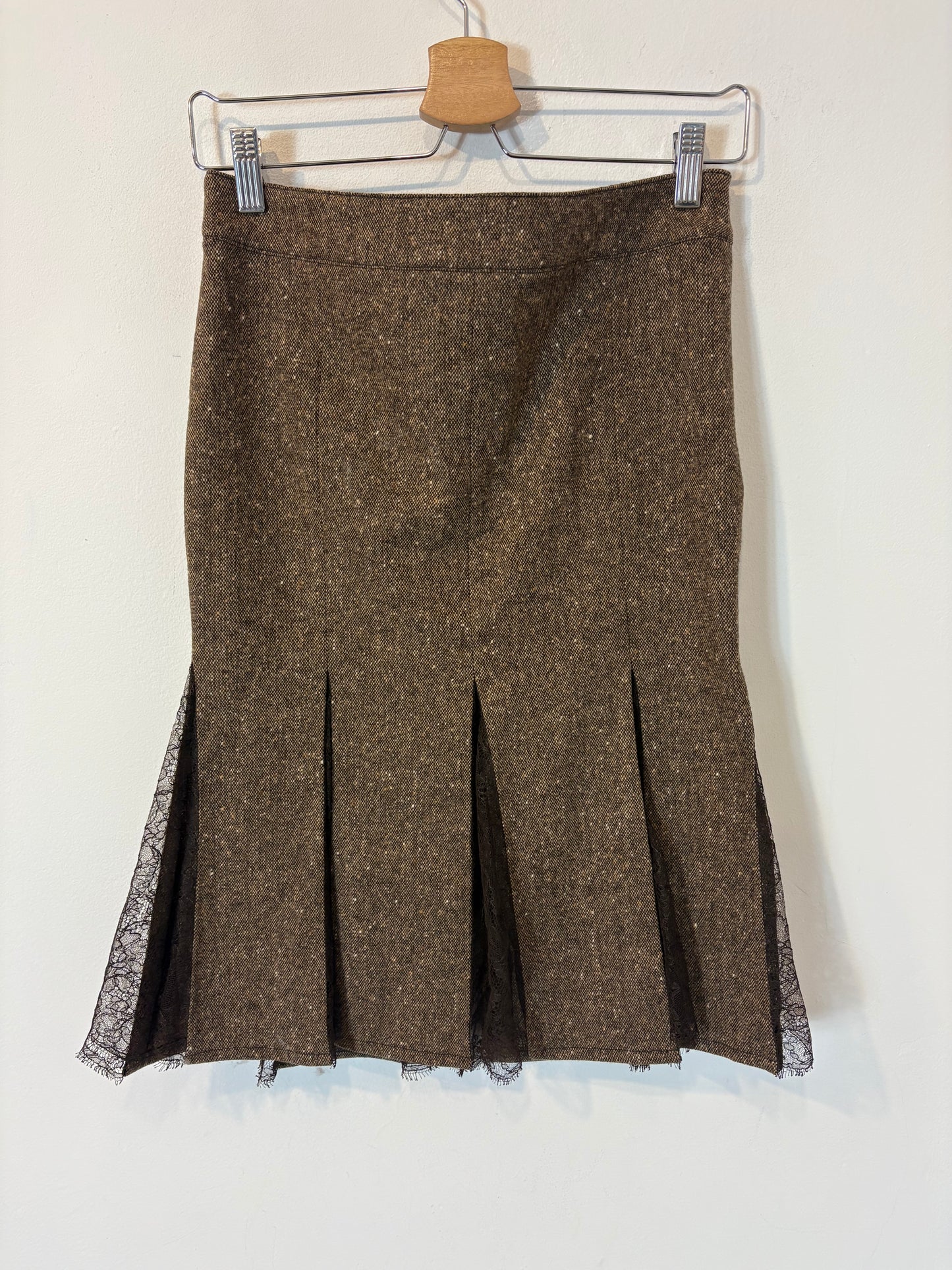 VALENTINO. Falda jaspeada detalle encaje