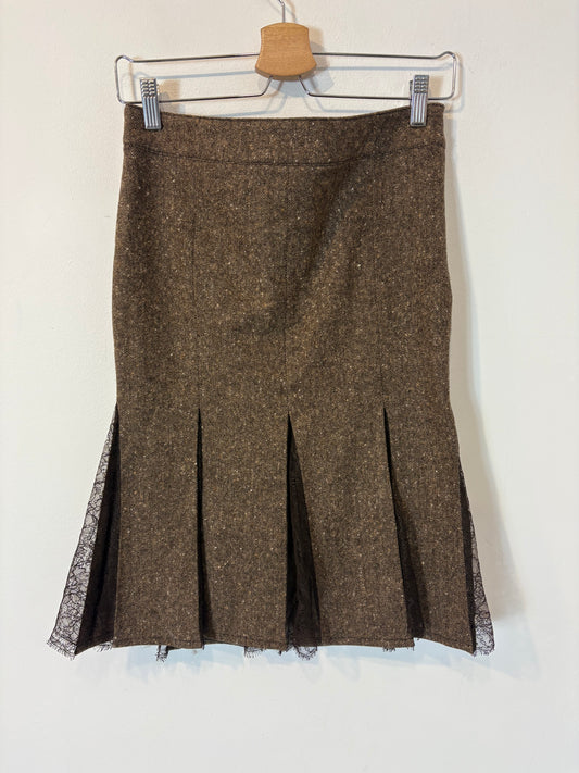 VALENTINO. Falda jaspeada detalle encaje