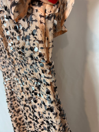 ZARA. Vestido rosa lentejuelas T.s