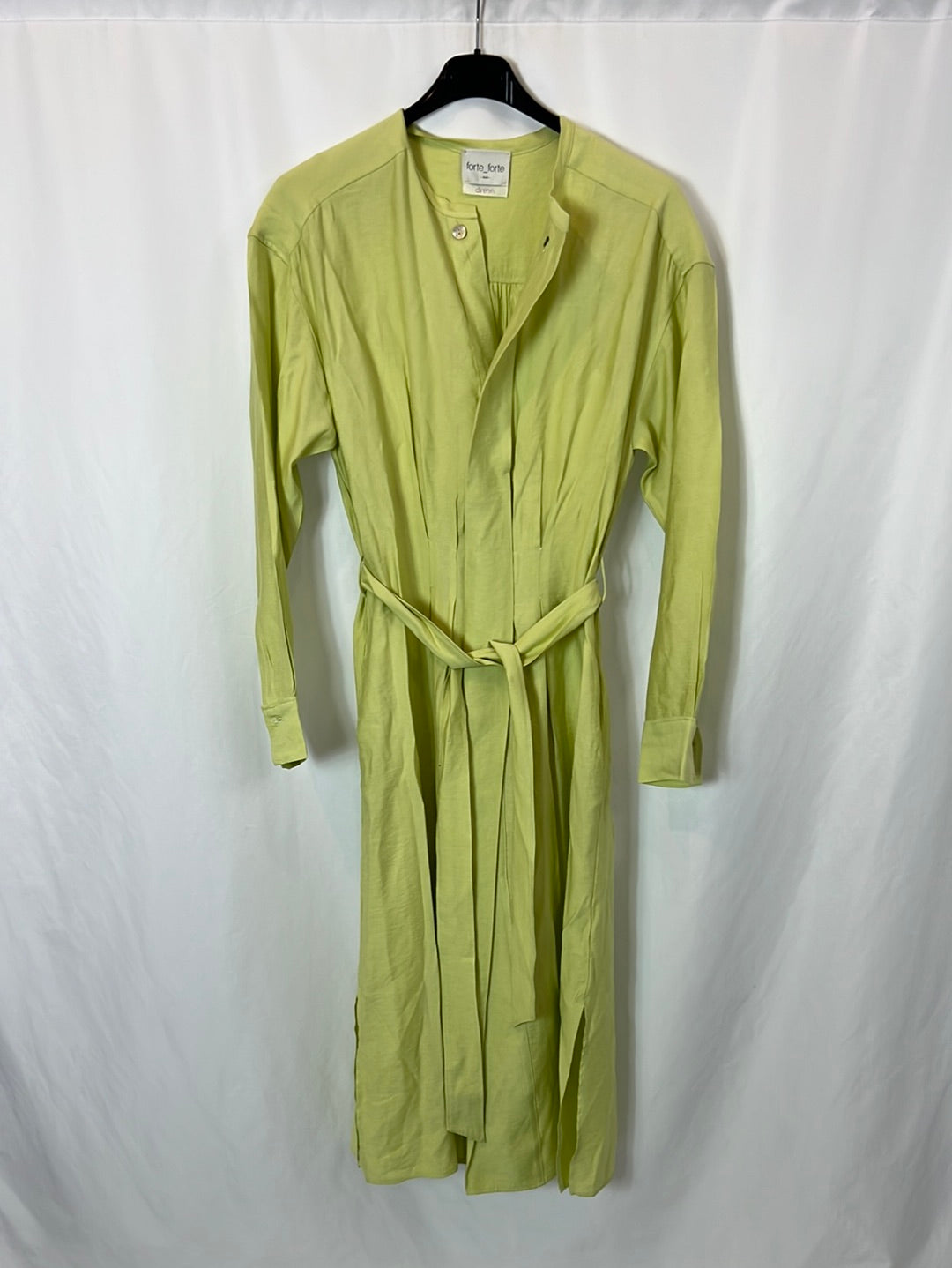 FORTE FORTE. Lime pleated midi dress. Size 36