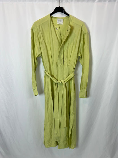 FORTE FORTE. Lime pleated midi dress. Size 36