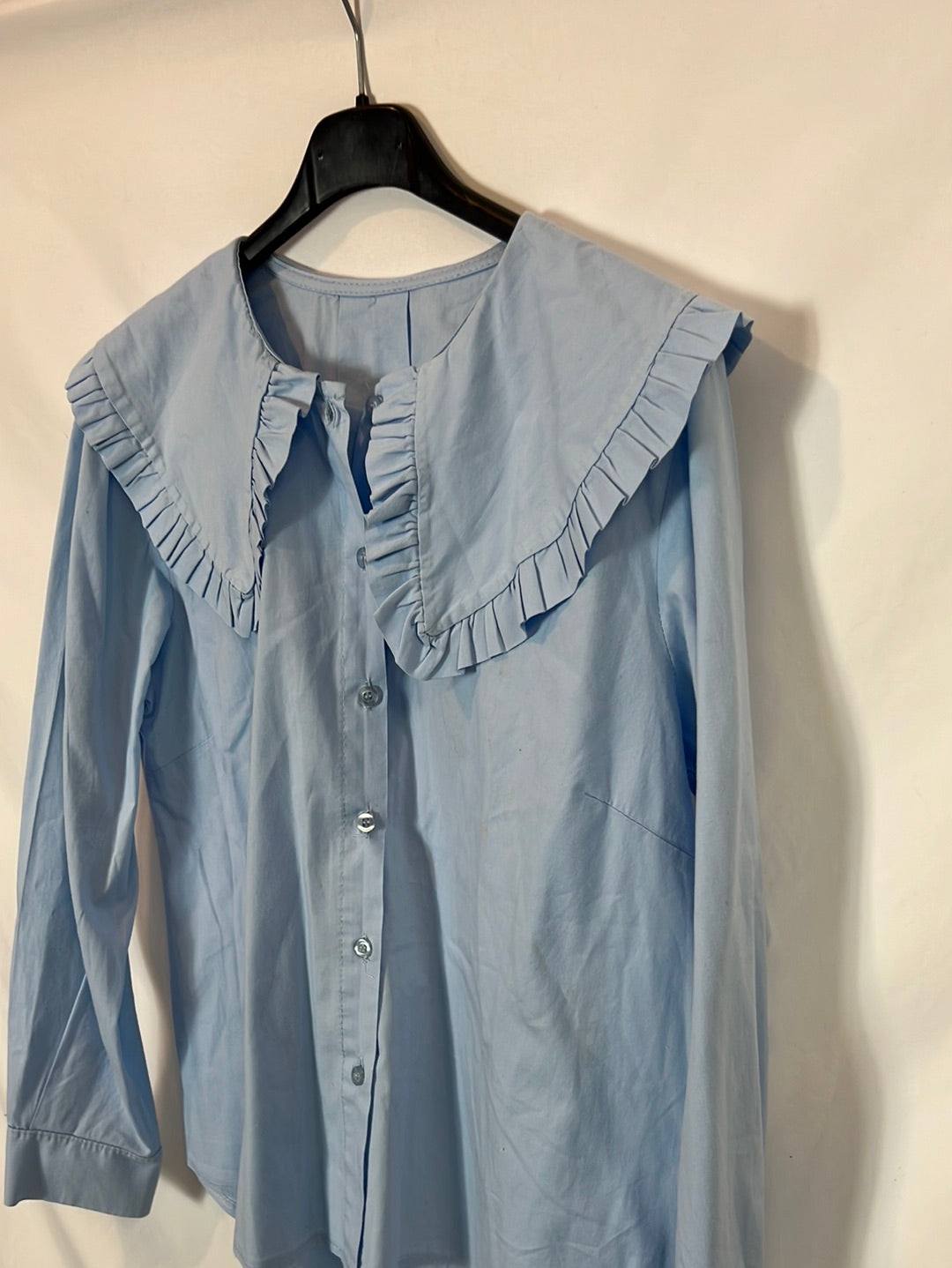 OTRAS. Blusa azul cuello bebé TU(S/M)