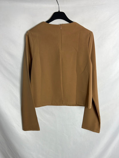 OTRAS. Blusa camel fluida. T S