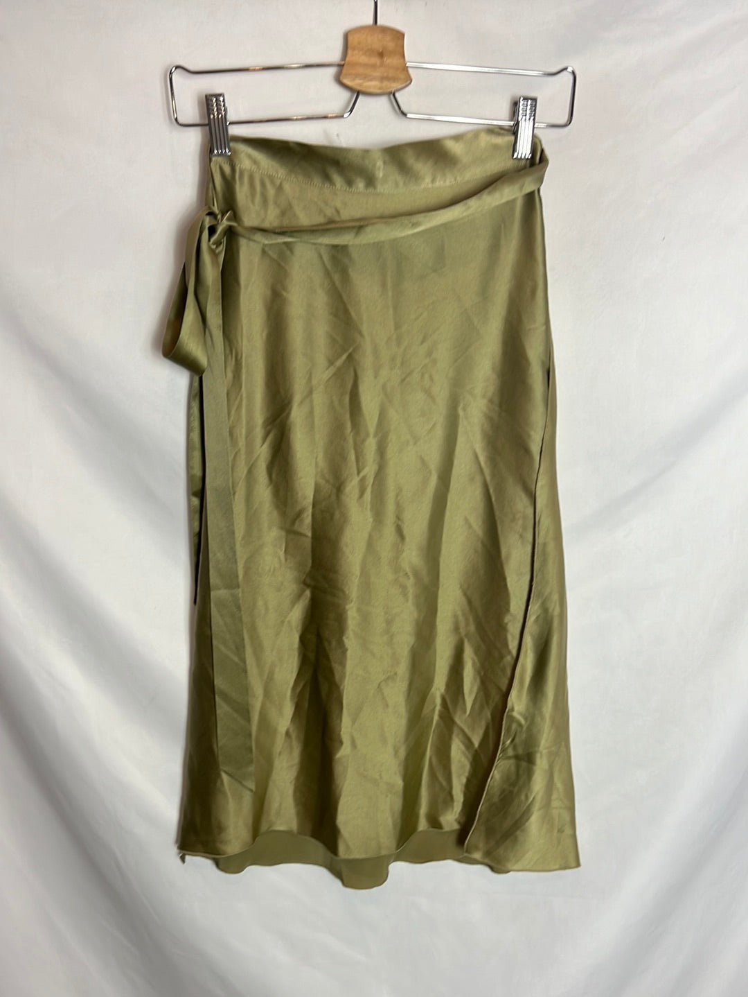 MASSCOB. Green silk sarong skirt. Size 36