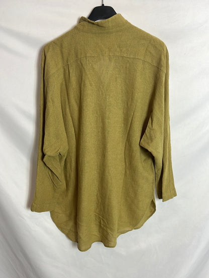 MASSIMO DUTTI. Blusa textura verde caqui. T XS